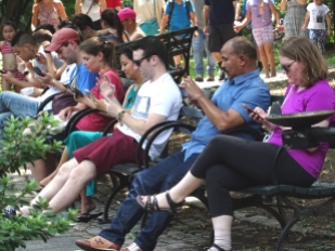 Smartphones in Central Park, New York
